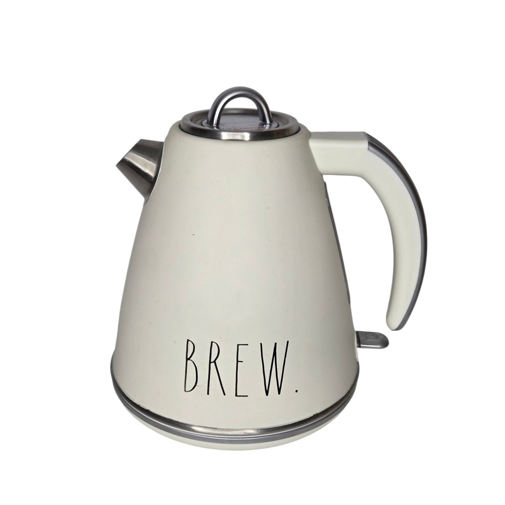 Rae Dunn White Electric Tea or Coffee Kettle Brew Stainless Steel HTF RARE
